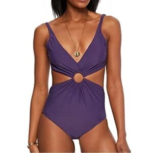 Bar III Women's Ring Mystical Purple Core Solids One-Piece Swimsuit